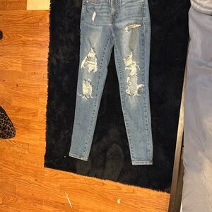 Aeropostale Blue Skinny Jeans with Distressed Design